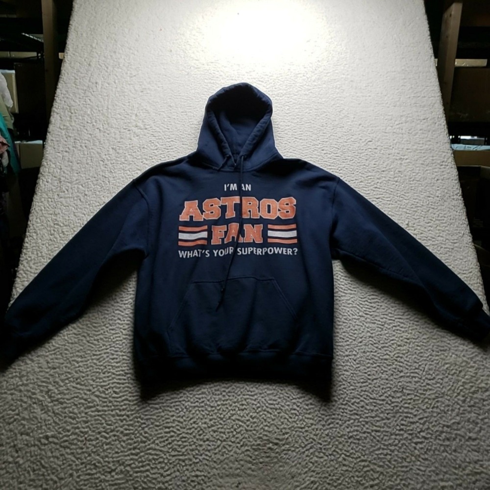 Houston Astros Hoodie Mens Large Blue MLB Baseball Gildan Fan Sweatshirt